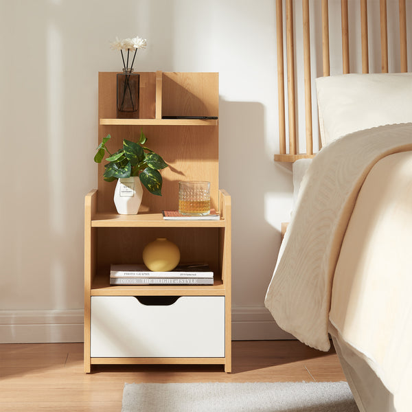 Noptiera Bordkak 75x35x30 cm efect stejar/alb [en.casa]