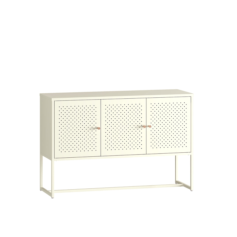 Comoda cu 3 usi Viitasaari 120x40x80 cm otel crem deschis [en.casa] 