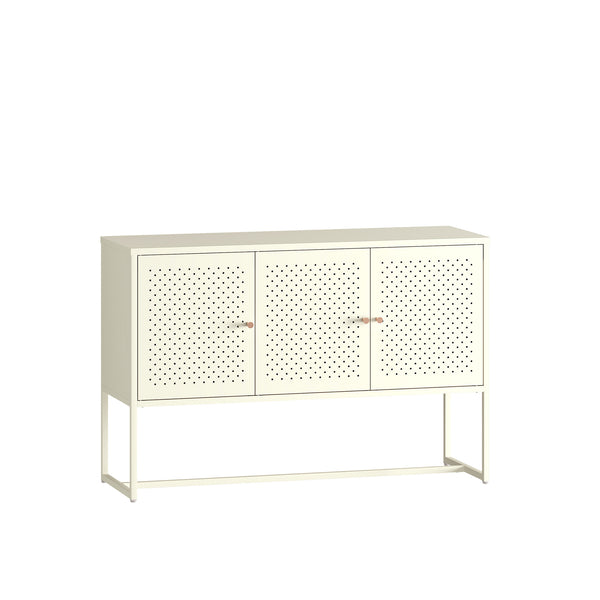 Comoda cu 3 usi Viitasaari 120x40x80 cm otel crem deschis [en.casa] 