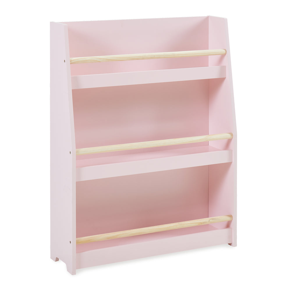 Raft roz pentru carti copii cu 3 spatii depozitare Virer 78x60x18 cm [en.casa]