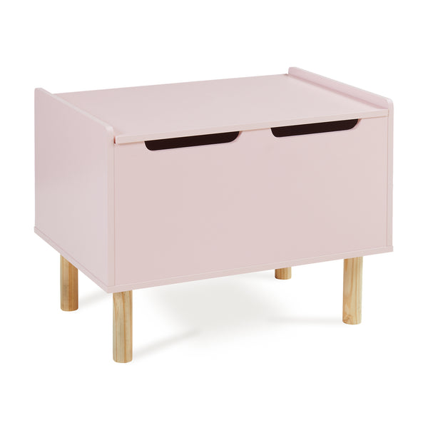 Lada roz cu capac pentru depozitarea jucariilor in camera copiilor Virer 60x40x44,5 cm roz/natur [en.casa]