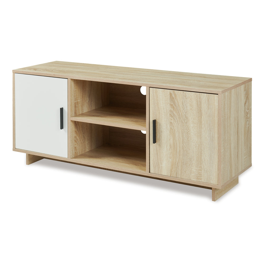 Comoda TV Kenta 120x39x52 cm efect stejar Sonoma/alb [en.casa]