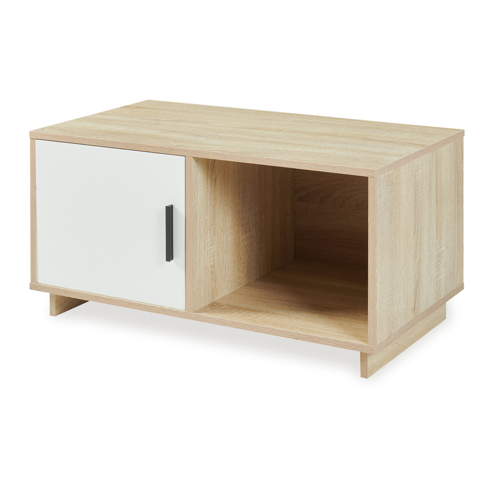Masuta cafea bicolor Kenta 80x45x40 cm efect stejar Sonoma/alb [en.casa]