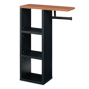 Suport de sine statator pt hartie WC cu 3 compartimente deschise Trond 60x40x16 cm negru/efect lemn nuc [en.casa]