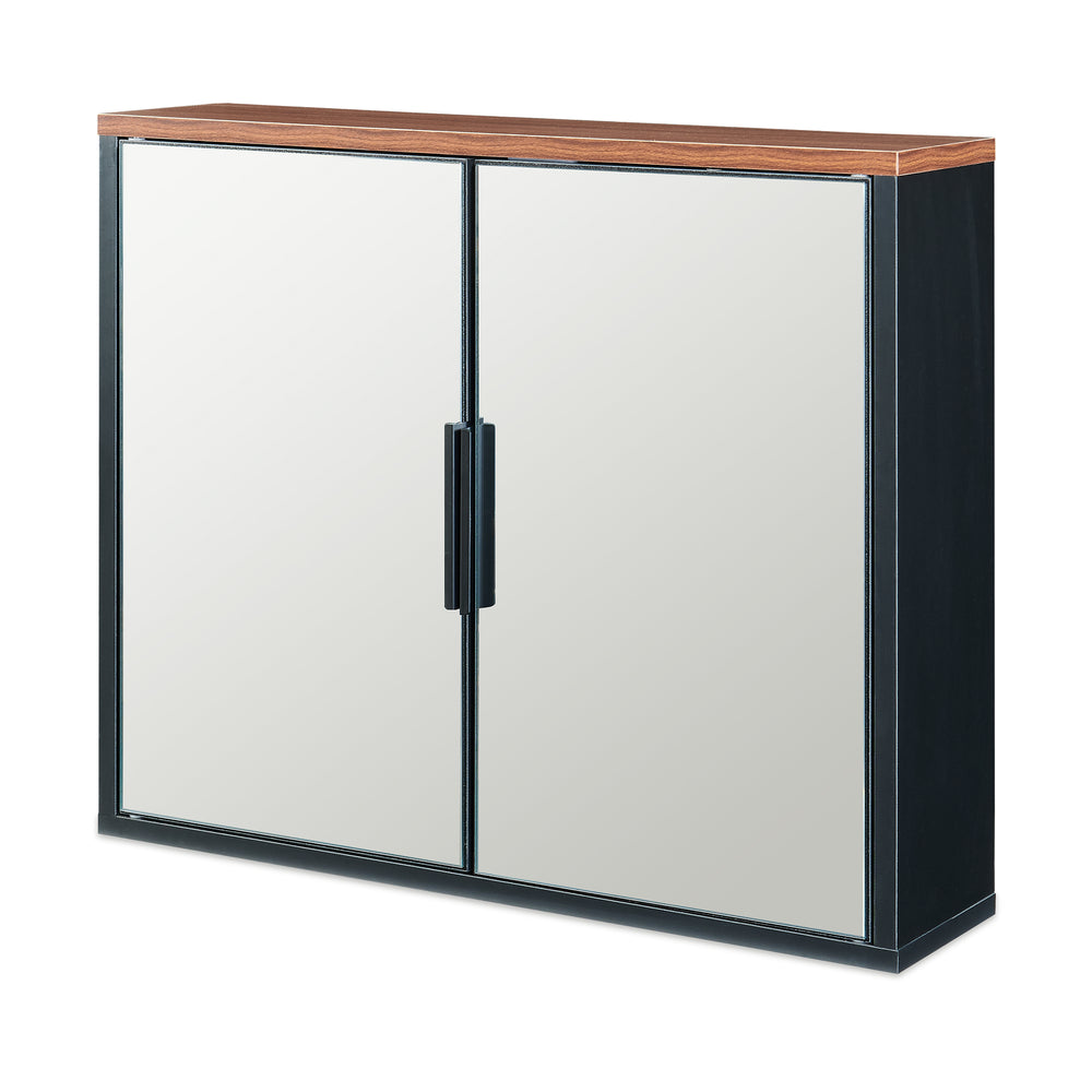Dulap perete baie cu 2 usi cu oglinda Trond 50x60x15 cm engru/efect lemn nuc [en.casa]
