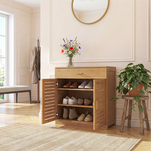 Dulap pantofi cu sertar Aarela 67x66x34 cm bambus [en.casa]