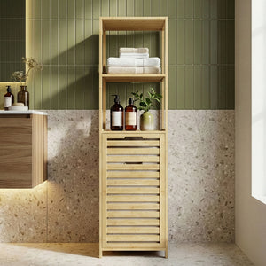 Raft baie cu cos detasabil pentru rufele murdare Anun 130x36x33 cm efect lemn/bej [en.casa]
