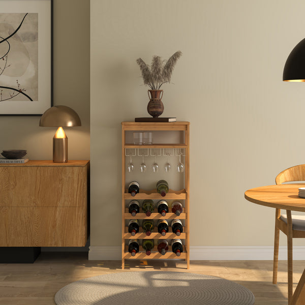 Suport sticle vin Fillby 100x47x29 cm bambus natur [en.casa]