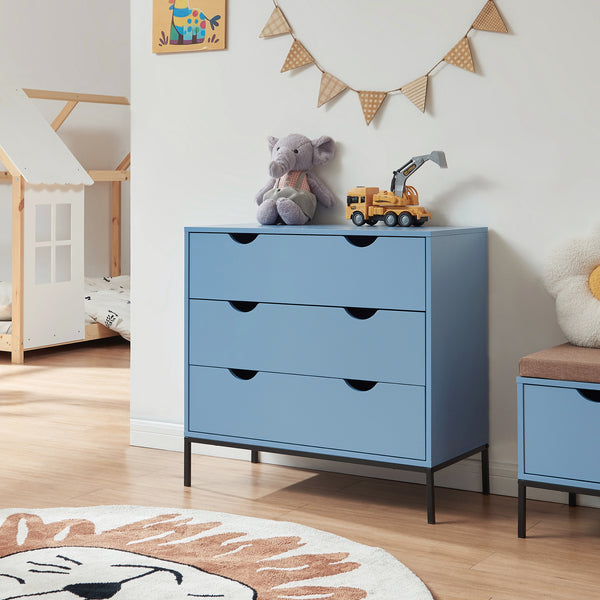 Comoda cu 3 sertare Colwyn 78x80x40 cm albastru/negru [en.casa]