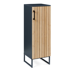 Dulap midi baie cu front din bambus si 3 spatii interioare Svanes 90x30x30 cm gri inchis/natur [en.casa]