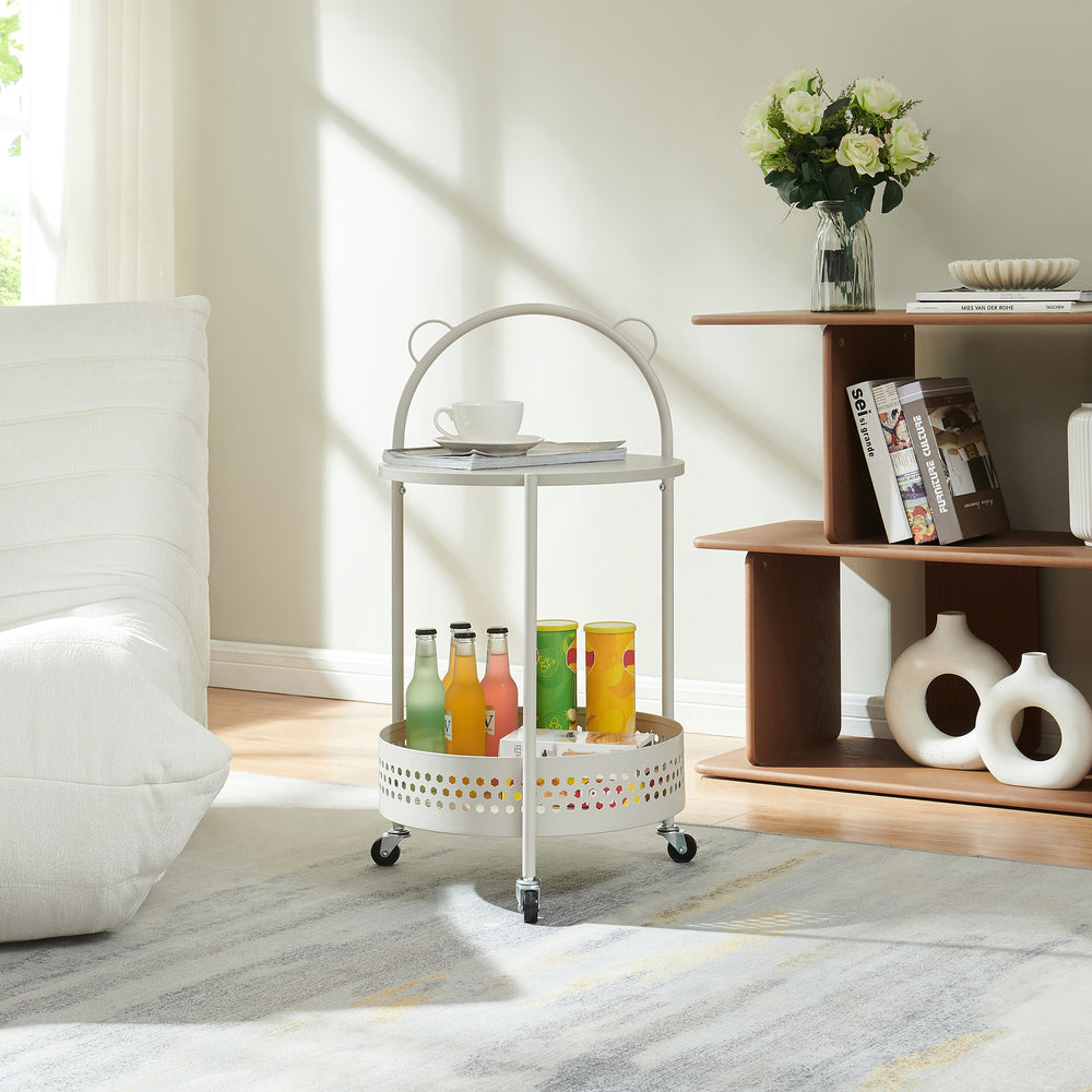 Carucior rotund pe 3 roti pt servire la masa Jässaatka 76x40 cm gri [en.casa] 