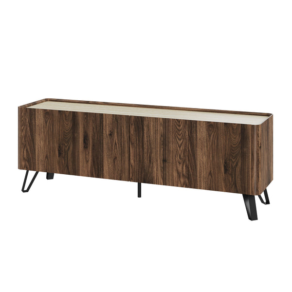Dulap TV Trorlon 160x40x55 cm aspect nuc/Travertin [en.casa]