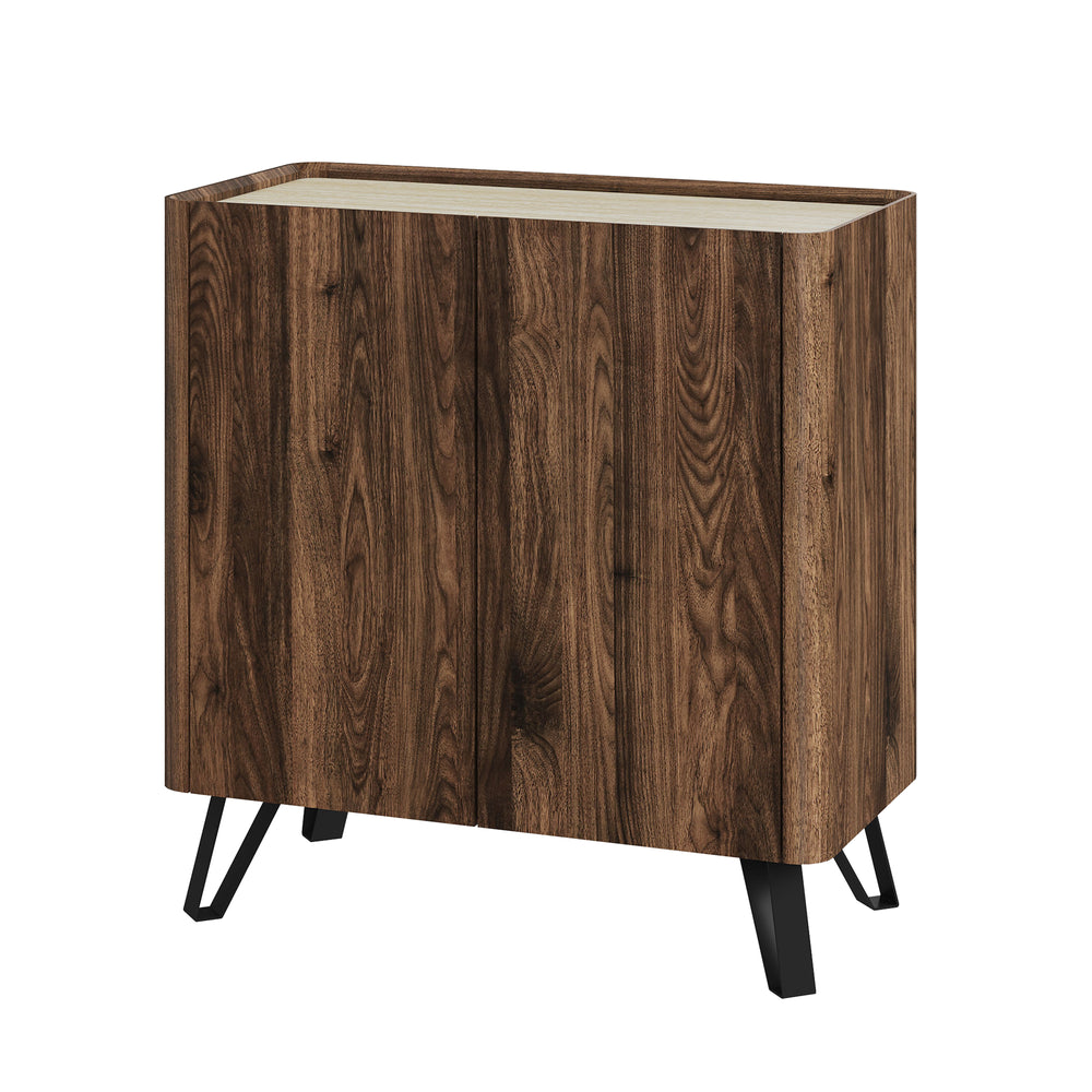Comodă Trorlon 83x80x40 cm aspect nuc/travertin [en.casa]