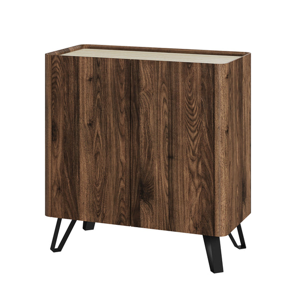 Comodă Trorlon 83x80x40 cm aspect nuc/travertin [en.casa]