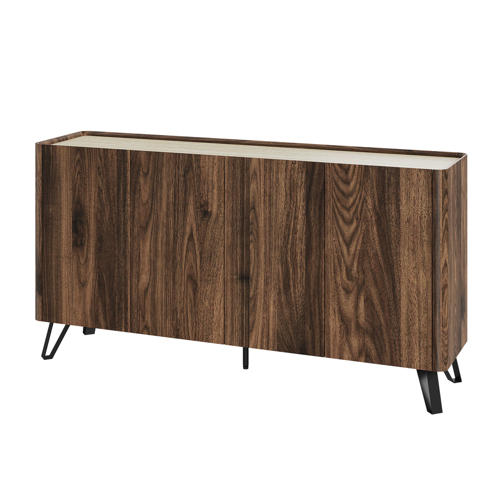 Sideboard Trorlon 160x40x83 cm aspect nuc/travertin [en.casa]