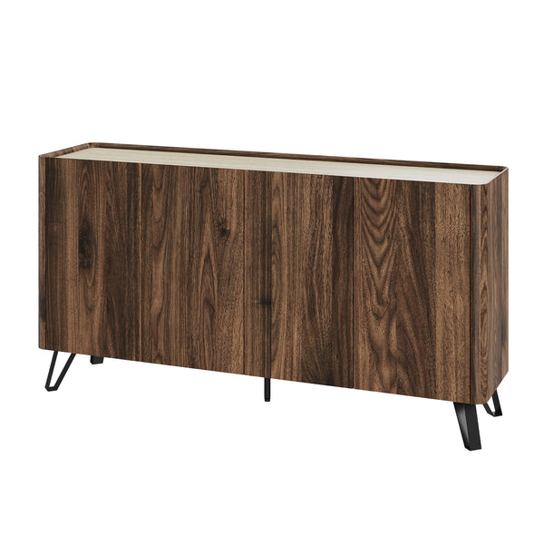 Sideboard Trorlon 160x40x83 cm aspect nuc/travertin [en.casa]