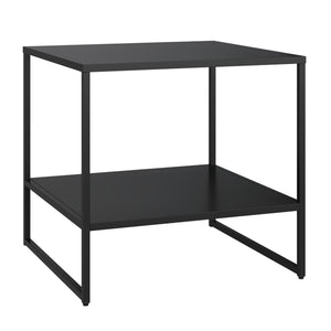 Măsuță laterală Salsnes 53x51x51 cm cu raft oțel negru [en.casa]