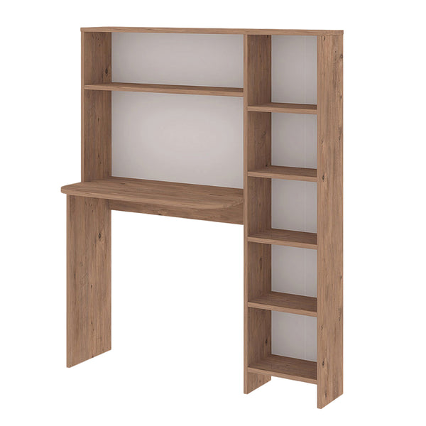 Birou cu raft incorporat Onega 143x114x40 cm efect lemn [en.casa]
