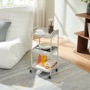 Carucior servire la masa cu 3 nivele Kelevn 67x33x31 cm otel gri [en.casa]