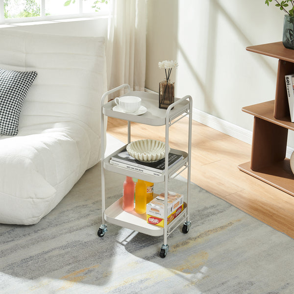 Carucior servire la masa cu 3 nivele Kelevn 67x33x31 cm otel gri [en.casa]