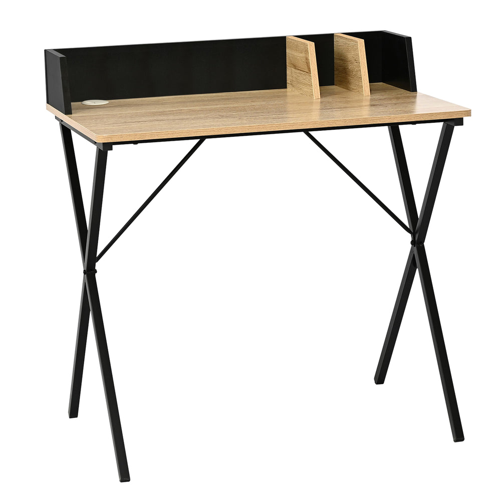Birou Kappespoo 84x80x50 cm Negru/Aspect stejar [en.casa]