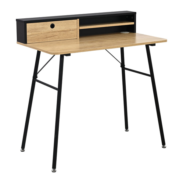 Birou cu sertar Var 93x90x50 cm negru, efect stejar [en.casa] 