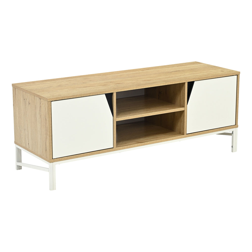 Dulap TV Kerrköndam 120x40x46 cm aspect stejar/alb [en.casa]
