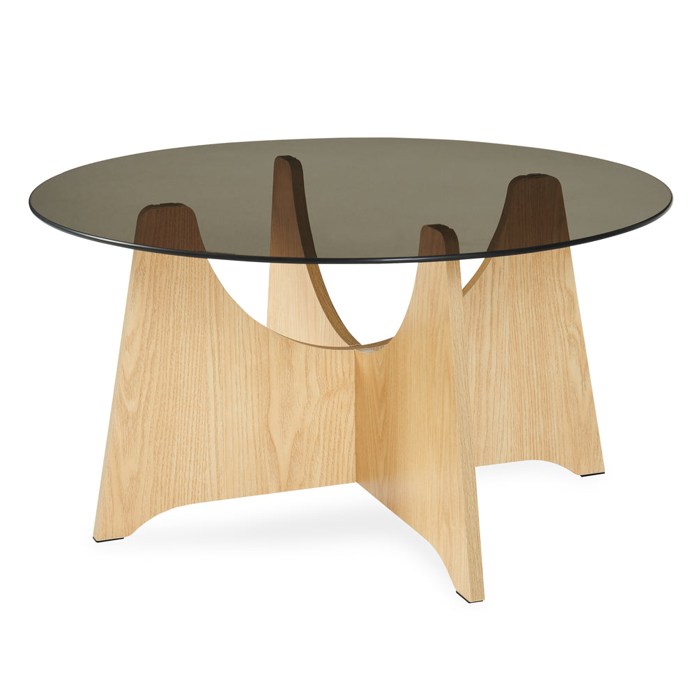 Masuta cafea sticla fumurie 70 cm rotunda Omlar [en.casa]