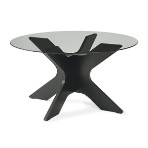 Masă de cafea Imi cu blat de sticlă Ø70x35 cm Negru/Gri [en.casa]