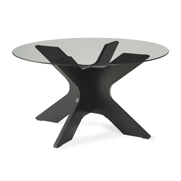 Masă de cafea Imi cu blat de sticlă Ø70x35 cm Negru/Gri [en.casa]