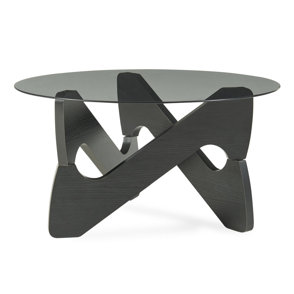 Masă de cafea Reypio Ø70x35 cm Negru/Gri [en.casa]