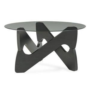 Masă de cafea Reypio Ø70x35 cm Negru/Gri [en.casa]