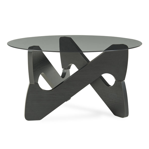 Masă de cafea Reypio Ø70x35 cm Negru/Gri [en.casa]