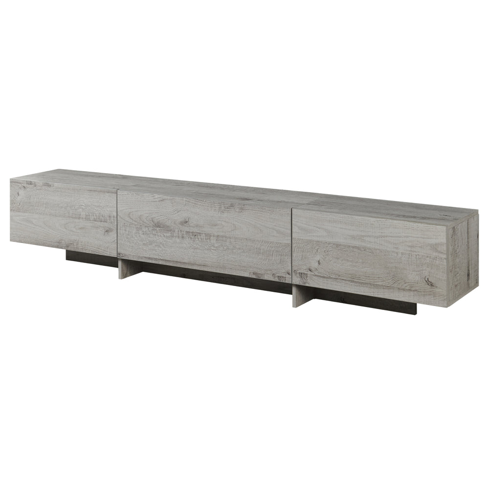 Dulap TV Kapipimso cu 3 clapete 194x31x37 cm, aspect stejar, gri [en.casa]