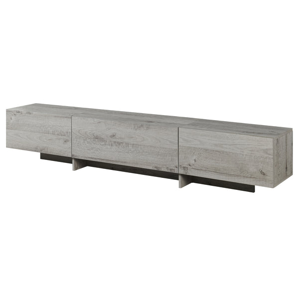 Dulap TV Kapipimso cu 3 clapete 194x31x37 cm, aspect stejar, gri [en.casa]