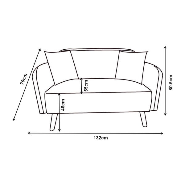Canapea tapitata cu 2 perne Midt 132x70x80.5cm [en.casa]