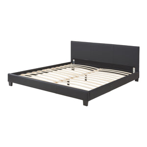 Corium® Pat frantuzesc modern, tapitat Navarra, imitatie de piele,160 x 200 cm, negru,  fara saltea
