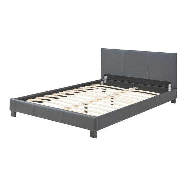 Corium® Pat frantuzesc modern, tapitat Aragon, Corium,  imitatie de piele,140 x 200 cm, gri inchis, fara saltea
