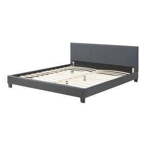 Corium® Pat frantuzesc modern, tapitat Rioja, imitatie de piele,180 x 200 cm, gri inchis, fara saltea