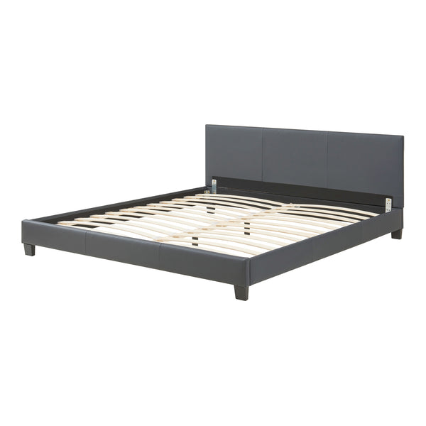 Corium® Pat frantuzesc modern, tapitat Rioja, imitatie de piele,180 x 200 cm, gri inchis, fara saltea