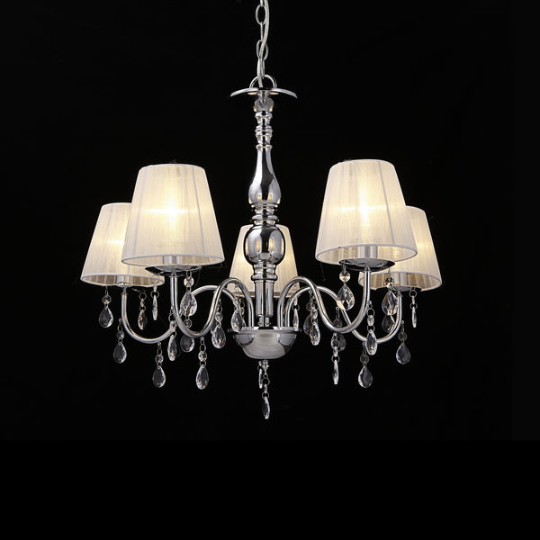[lux.pro]® Lustra eleganta Laval – lampa de plafon cu cinci brate – 5 x E14 - crom, alb