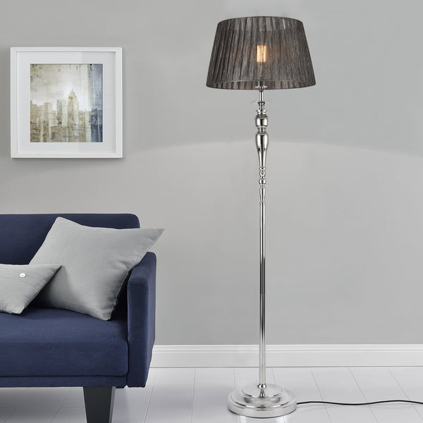 Lampa podea Lingen 1 x E27 metal/tesatura crom/gri [lux.pro] 