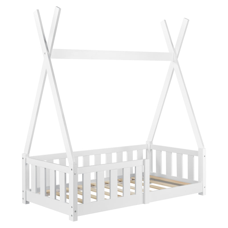Schiță cotată Pat copii Eva cu saltea 70 x 140 cm alb [en.casa]