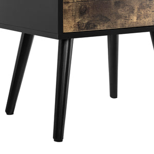 [en.casa]® Masuta Amalia cu sertare, 60 x 40 x 29,5 cm, PAL/lemn, 10Kg, dreptunghiulara, efect lemn/negru