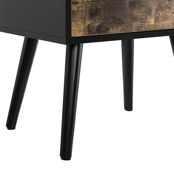 [en.casa]® Masuta Amalia cu sertare, 60 x 40 x 29,5 cm, PAL/lemn, 10Kg, dreptunghiulara, efect lemn/negru