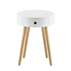 Masuta living Onix alb rotunda [en.casa]