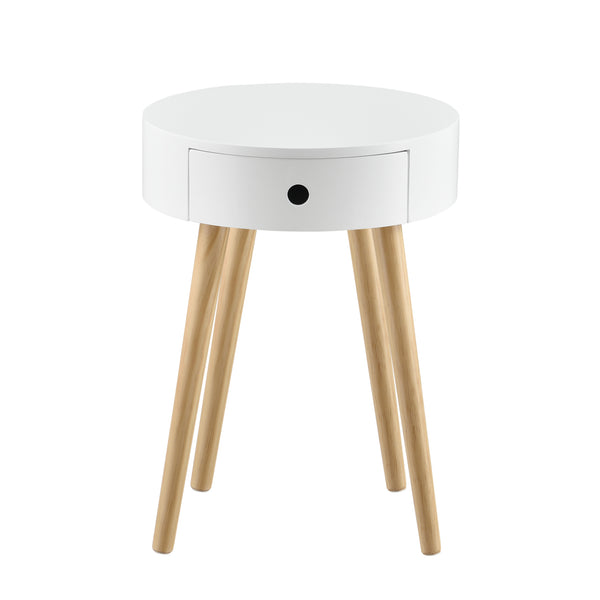 Masuta living Onix alb rotunda [en.casa]
