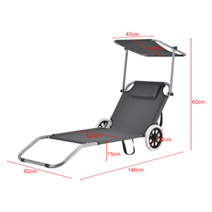 Sezlong HTCB-1308 cu parasolar si roti [casa.pro]