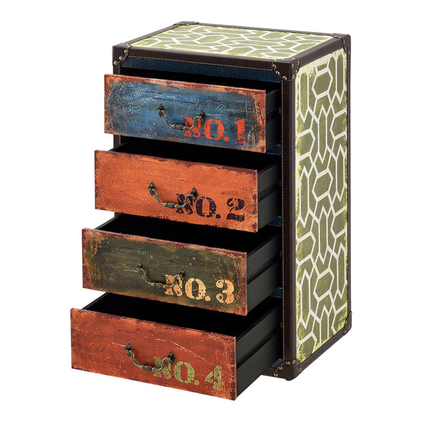 Comoda Goslar design industrial cu 4 sertare imitatie piele multicolor [en.casa]