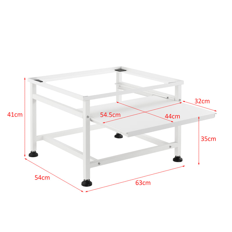 Schiță cotată Suport masina de spalat AAWR-8010 cu raft extensibil 63 x 54 x 41 cm otel/alb [en.casa]